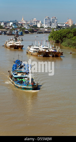 Pazundaung Creek, Yangon, Myanmar, Asien Stockfoto