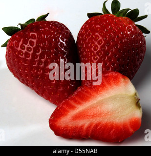 Schuss von Erdbeeren hautnah Stockfoto