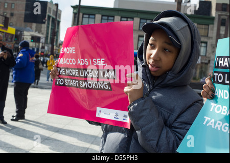 Ein Kick Butts Tages-Rallye in Harlem in New York Stockfoto