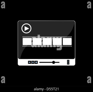 Media-Player-Schnittstelle mit Filmstreifen auf schwarz Stockfoto