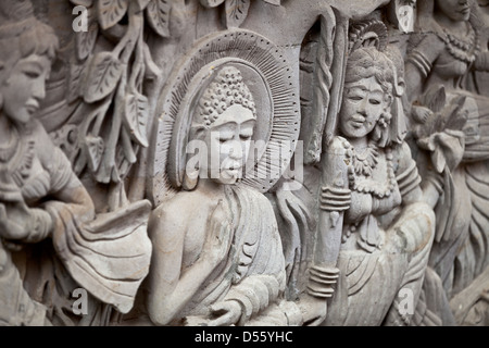 Bas-Relief Darstellung Buddhas Lebensgeschichte Stockfoto