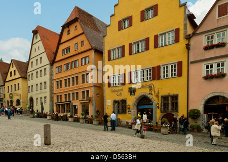 Alte Häuser in Rothenburg Ob der Tauber, Franken, Deutschland Stockfoto