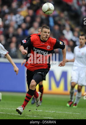 Der Frankfurter Alexander Meier in Aktion während der Bundesliga Spiel Eintracht Frankfurt Vs FC Bayern München im Stadion Commerzbank Arena in Frankfurt/Main, Deutschland, 20. März 2010. Frankfurt gewann das Spiel 2: 1. Foto: Arne Dedert Stockfoto