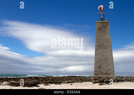Das Leuchtfeuer in Arniston Waenhuiskrans, Western Cape, Südafrika. Stockfoto