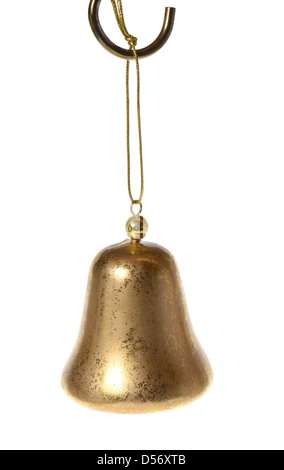 Gold Weihnachtsschmuck isoliert auf weiss Stockfoto