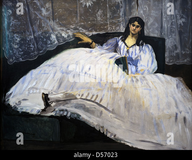 Edouard Manet (1832-1883). Impressionistischer Maler. Dame mit Fächer, 1862. Museum der bildenden Künste. Budapest. Ungarn. Stockfoto