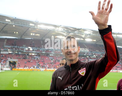 Stuttgarts Torwart Jens Lehmann nach deutschen Bundesliga Spiel VfB Stuttgart gegen Mainz 05 im Mercedes-Benz Arena in Stuttgart, Deutschland, 1. Mai 2010. Foto: Bernd Weissbrod Stockfoto