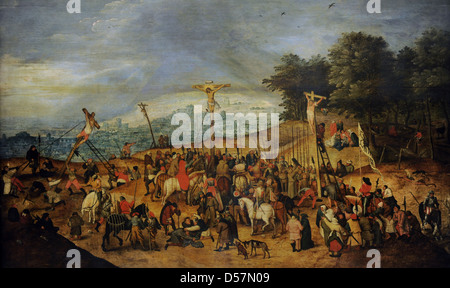 Pieter Brueghel der jüngere (1564-1638). Flämischer Maler. Die Kreuzigung oder dem Kalvarienberg, 1617. Museum der bildenden Künste. Budapest. Stockfoto