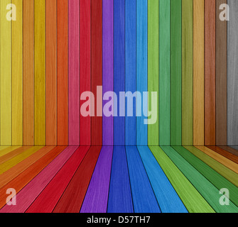 Leeren Sie mehrfarbig Holzzimmer - Rendering Stockfoto
