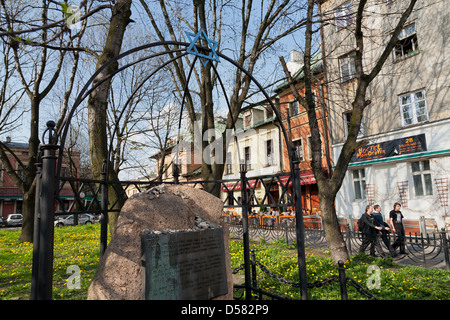 Krakau, Polen, Denkmal für diejenigen getötet in der Krakauer Juden Ulica Szeroka in Kazimierz Stockfoto