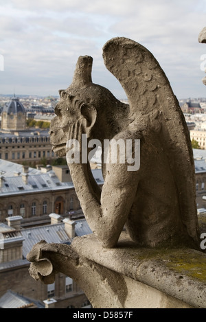 Wasserspeier an der Kathedrale Notre-Dame in Paris Stockfoto