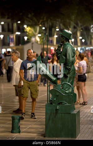 Barcelona, Spanien, auf der berühmten Showman Las Ramblas Stockfoto