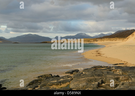 Mit Blick auf die North Harris Hügel von Traigh Lar, Isle of Harris, äußeren Hebriden, Schottland Stockfoto