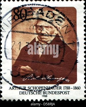 Deutschland - ca. 1988: Eine Briefmarke gedruckt in der Bundesrepublik Deutschland zeigt Arthur Schopenhauer, ca. 1988 Stockfoto