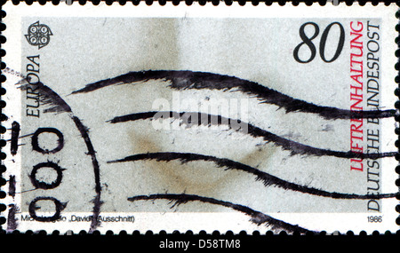 Deutschland - CIRCA 1986: Eine Briefmarke gedruckt in Deutschland zeigt die Details von Michelangelos David, Mund, ca. 1986 Stockfoto