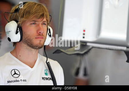 Deutsche Formel1 Testfahrer Nick Heidfeld von Mercedes GP während der dritten Training für den Formel 1 Grand Prix in Istanbul Park Circuit in Istanbul, Türkei, 29. Mai 2010 abgebildet. Der Grand Prix der Türkei findet am 30. Mai 2010 statt. Foto: JAN WOITAS Stockfoto