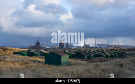 Fischer Hütten im Süden Gare, Redcar. Stockfoto