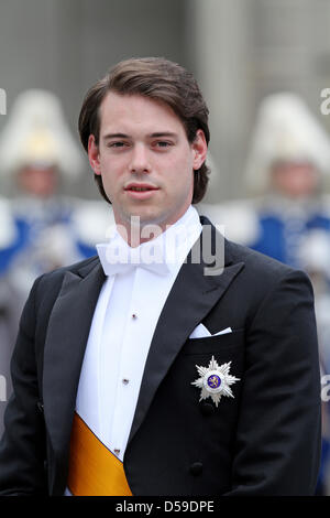 Prinz Felix von Luxemburg kommt für die Hochzeit von Kronprinzessin Victoria von Schweden und Daniel Westling in Stockholm, Schweden, 19. Juni 2010. Foto: Patrick van Katwijk Stockfoto