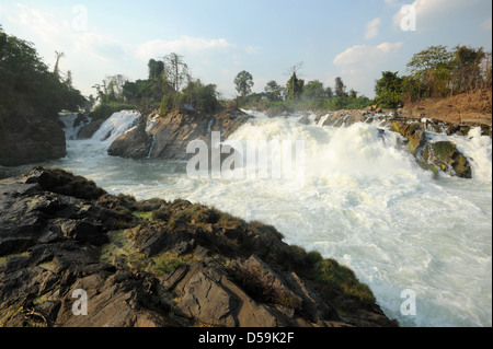 Wasserfall der Khone Phapheng auf 4000 Inseln in Laos Stockfoto