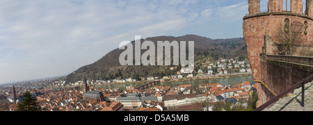 Panoramablick vom Heidelberger Schloss auf Heidelberg Stockfoto