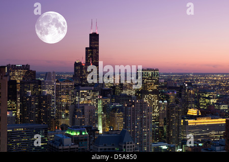 WILLIS TOWER SCHLEIFE SKYLINE VON 900 NORTH MICHIGAN AUF DEM DACH DOWNTOWN CHICAGO ILLINOIS USA Stockfoto