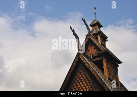 Gol Daube Kirche in Leute Museum Oslo, alte Holzkirche Stockfoto