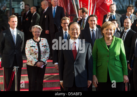 Hannover, Deutschland, Bundeskanzlerin Angela Merkel und Chinas Premier Wen Jiabao Stockfoto