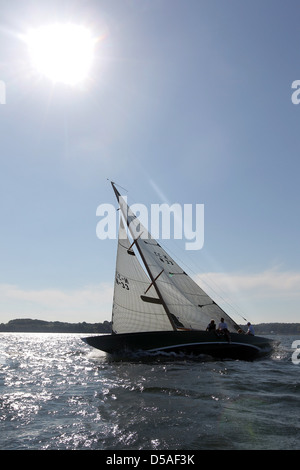 Glücksburg, Deutschland, König Harald v. von Norwegen während die Segelregatta Rolex Baltic Week Stockfoto