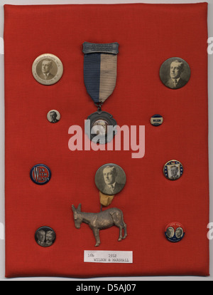 Wilson-Marshall-Kampagne und konstituierenden Buttons und Badges, ca. 1912-1913 Stockfoto