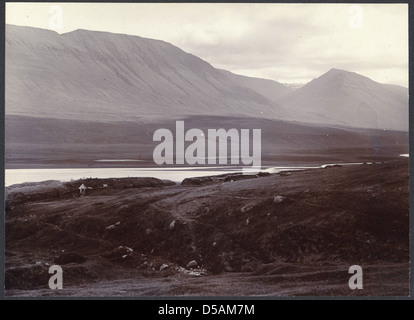 Das Tal von Eyjarfjarðará über Akureyri. Stockfoto
