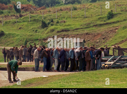Gefangene im Lager Manjaca, Bosnien und Herzegowina Stockfoto