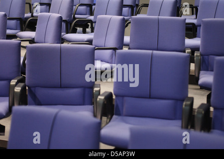 Berlin, Deutschland, leere Sitze im Plenarsaal des Deutschen Bundestages Stockfoto