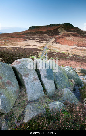 Blick von Carl Wark in Richtung Higger Tor, der Peak District National Park. Stockfoto