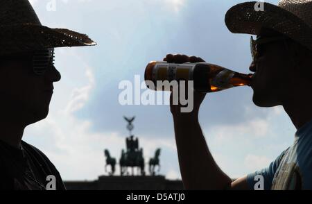 Die Sonne scheint durch das Brandenburger Tor in Berlin, Deutschland, 14. Juli 2010. Foto: Soeren Stache Stockfoto