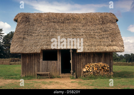 Nachgebildeten Anglo Saxon Dorf am West Stow, Bury St Edmunds, East Anglia. Stockfoto