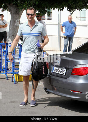 Spanische Kronprinz Felipe besucht den vierten Tag der 29. Auflage des Königs Segeln Pokal (Copa del Rey) auf der Insel Mallorca, Spanien, 5. August 2010. Foto: Patrick van Katwijk Stockfoto