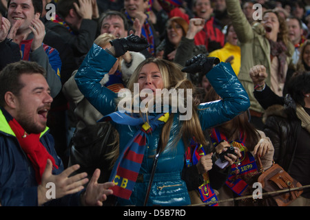 Barcelona, Spanien, Fußball-Fans des FC Barcelona im Camp Nou Stadion Stockfoto