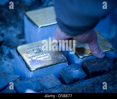 Berlin, Deutschland, Verlegung der Stolpersteine in Berlin-Charlottenburg Stockfoto