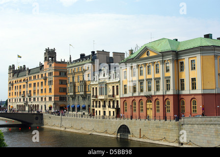 Bunten historischen Gebäuden in der Altstadt in Stockholm, Schweden. Stockfoto