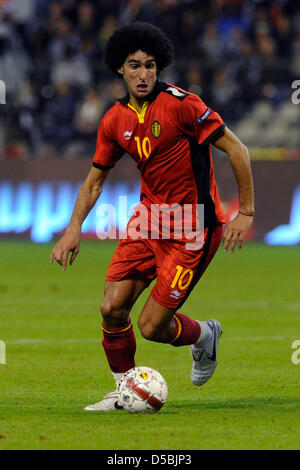 Belgiens Marouane Fellaini während der UEFA Euro 2012-Qualifikation Belgien Vs Deutschland König Baudoin-Stadion in Brüssel, Deutschland, 3. September 2010. Foto: Revierfoto Stockfoto