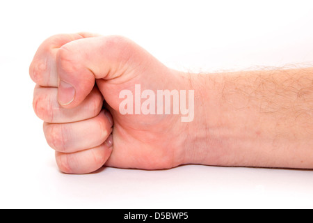 Hand des Menschen. Faust. Isoliert auf weißem Hintergrund. Stockfoto