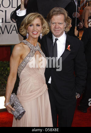 US amerikanische Schauspieler Felicity Huffman und William H. Macy kommen für die 67. Golden Globe Awards in Los Angeles, USA, 17. Januar 2010. Die Globen Ehre Exzellenz in Kino und Fernsehen. Foto: Hubert Boesl Stockfoto