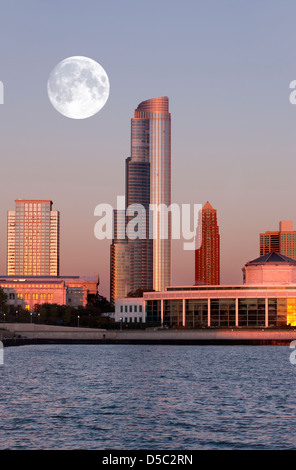 SHEDD AQUARIUM SEEUFER SKYLINE VON DOWNTOWN CHICAGO ILLINOIS USA Stockfoto