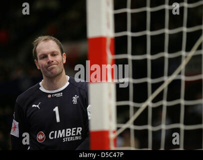 Handball-Europameisterschaft in Österreich: bin Samstag (30.01.2010) in Wien. Spiel um Platz 5, Dänemark - Spanien Der Däne Kasper Hvidt Im Tor. Foto: Jens Wolf dpa Stockfoto