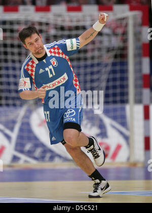 Handball-Europameisterschaft in Österreich: bin Samstag (30.01.2010) in Wien. Semis, Fernsehreihe - Polen. Der Kroate Ivan Cupic Bejubelt Einen Treffer. Foto: Jens Wolf dpa Stockfoto