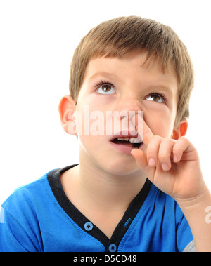 Junge, Kommissionierung, seine Nase, kleines Kind sammeln ihre Nase Stockfoto