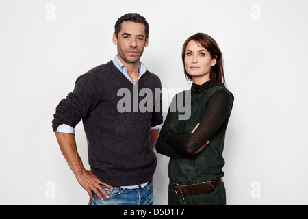 Tobias Oertel und Anja Kling bei einem Fototermin für den Film "Es ist Noch Nicht Vorbei" an Das Lichtwerk. Hamburg, Deutschland- Stockfoto