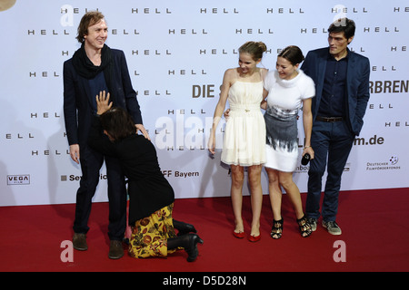 Lars Eidinger, Angela Winkler Hannah Herzsprung, Lisa Vicari, Stipe Erceg die Premiere der "Hölle" Kino in der Kulturbrauerei Stockfoto