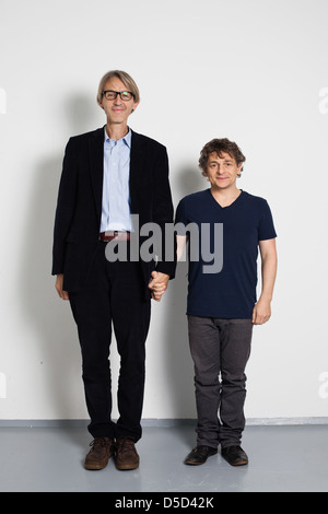 Andreas Schmidt und Volker Zack Michalowski bei einem Fototermin ARD TV-Serie "Sechs Auf Einen Streich" in den Briese Studios. Stockfoto