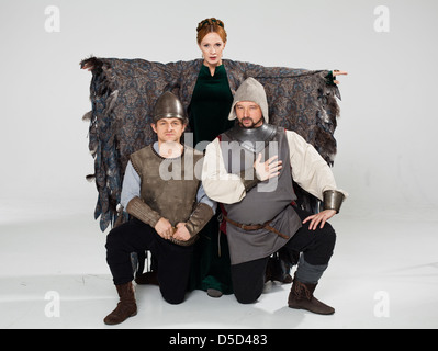 Volker Zack Michalowski Katja Flint und Roman Leitner Shamov bei einem Fototermin für ARD TV-Serie "Sechs Auf Einen Streich" am Stockfoto